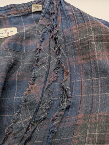 Hartford Shirt 2 Dark blue with brown and green plaid patterns