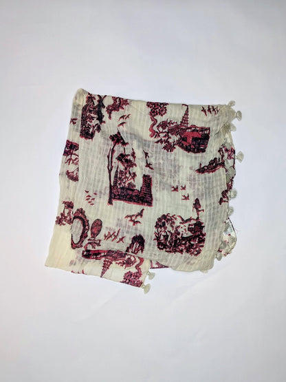 JAGO Scarf Cream with pink and black floral print