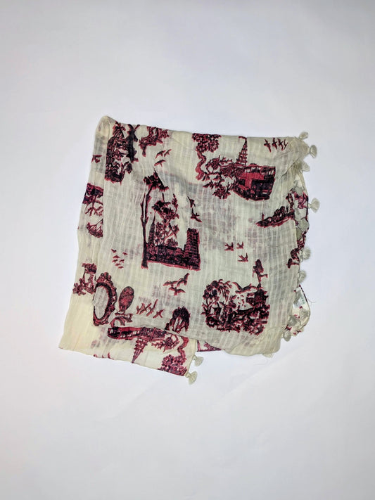 JAGO Scarf Cream with pink and black floral print