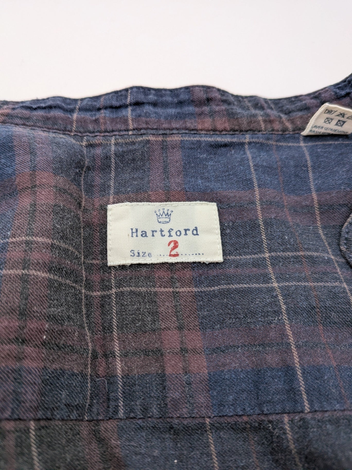 Hartford Shirt 2 Dark blue with brown and green plaid patterns