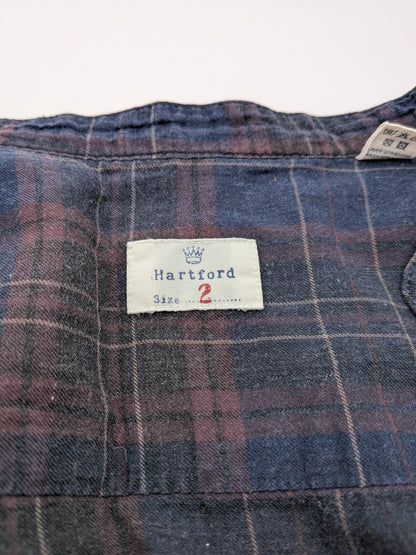 Hartford Shirt 2 Dark blue with brown and green plaid patterns