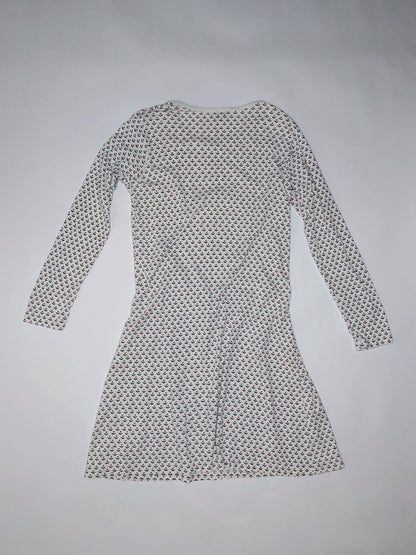 Petit Bateau Dress M White with a pattern of small red and floral elements