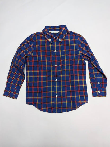 Janie and Jack Shirt 4 Blue with red, yellow, and green plaid pattern