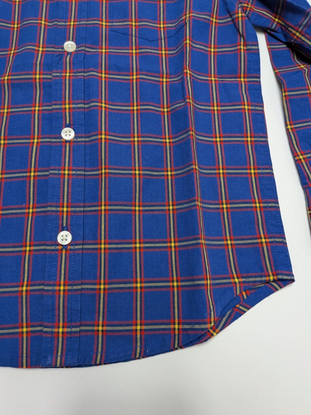 Janie and Jack Shirt 4 Blue with red, yellow, and green plaid pattern