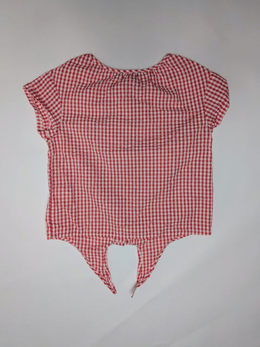 okaidi Shirt 140 Red and white checkered