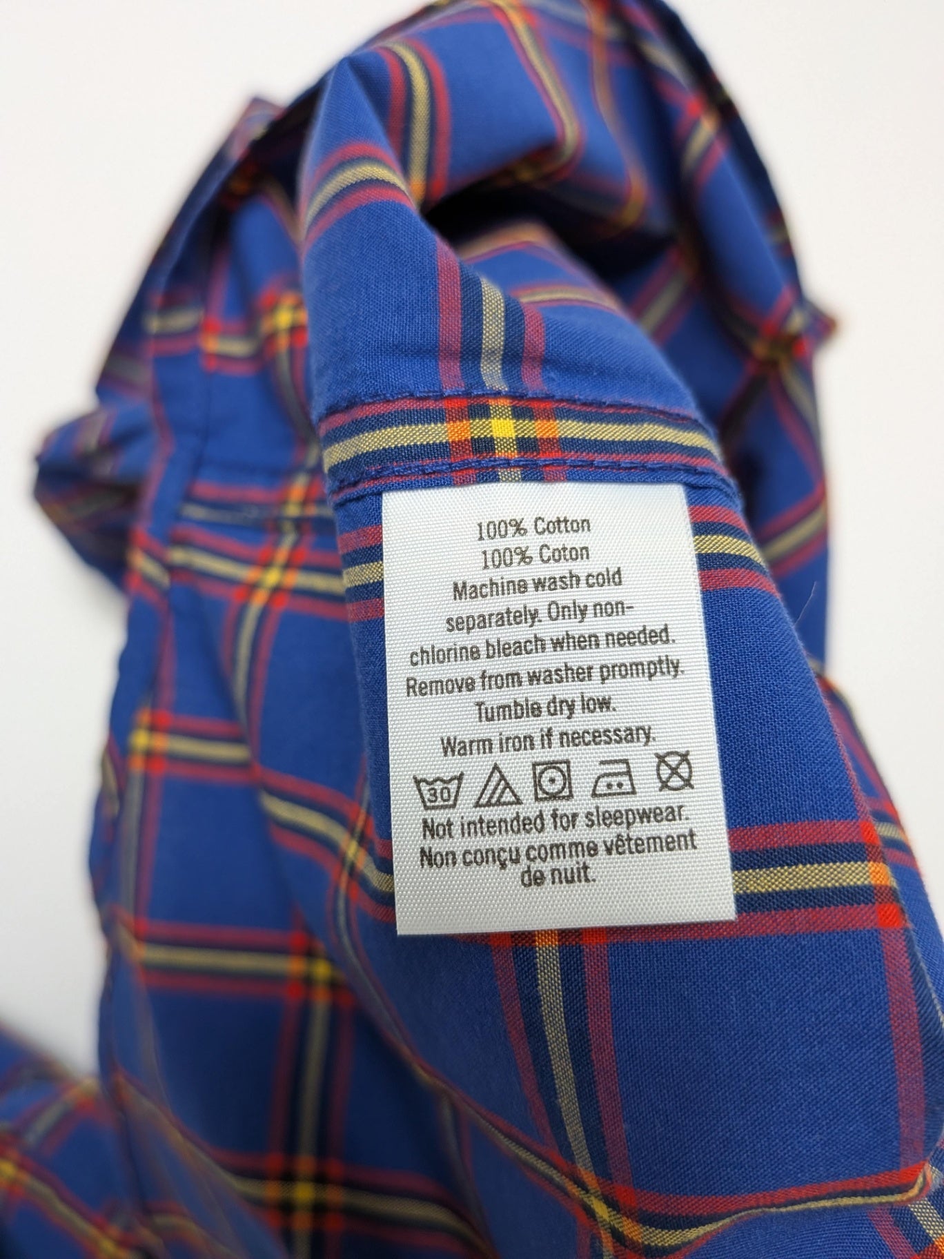 Janie and Jack Shirt 4 Blue with red, yellow, and green plaid pattern