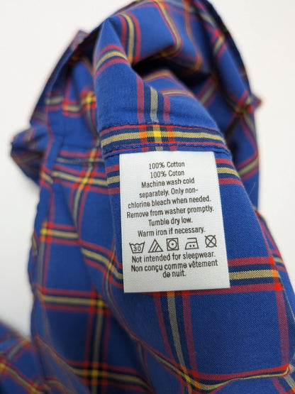 Janie and Jack Shirt 4 Blue with red, yellow, and green plaid pattern