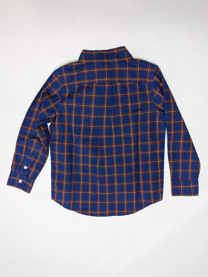 Janie and Jack Shirt 4 Blue with red, yellow, and green plaid pattern
