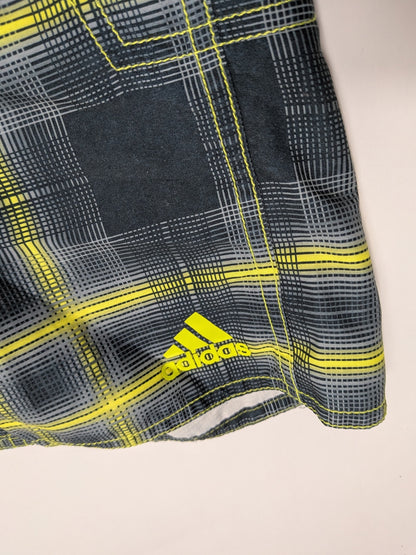 Adidas Shorts M Dark gray, yellow, and white plaid pattern
