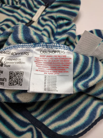 Craghoppers Fleece Jacket 128 Navy blue, white, and teal stripes