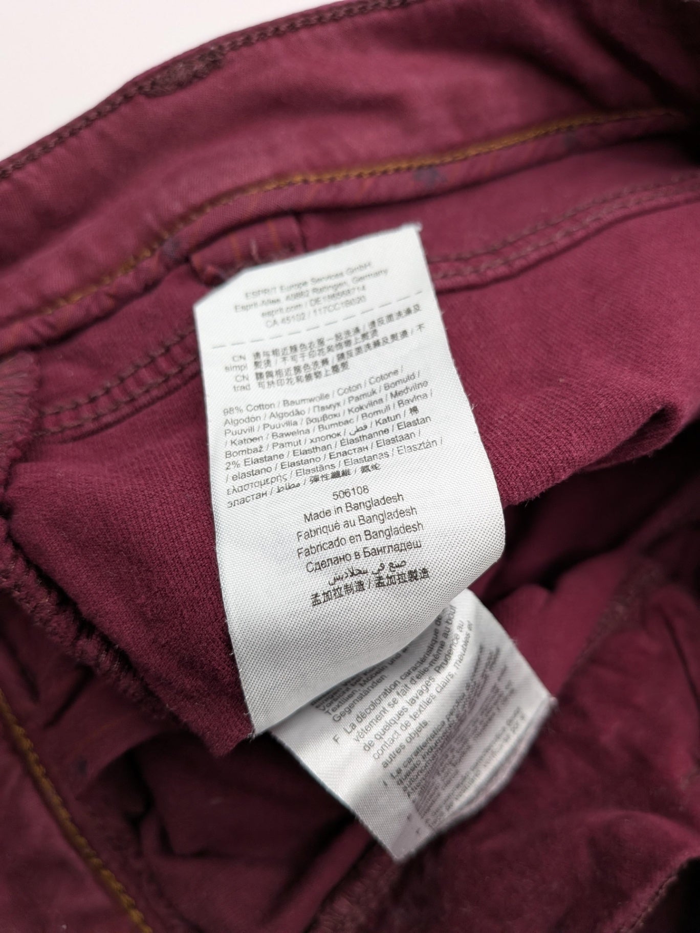 Esprit Pants 38 Burgundy