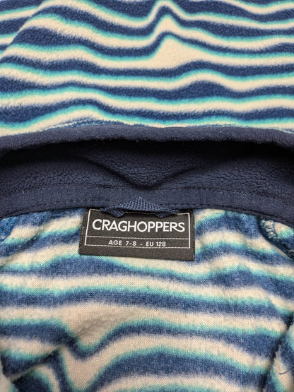 Craghoppers Fleece Jacket 128 Navy blue, white, and teal stripes
