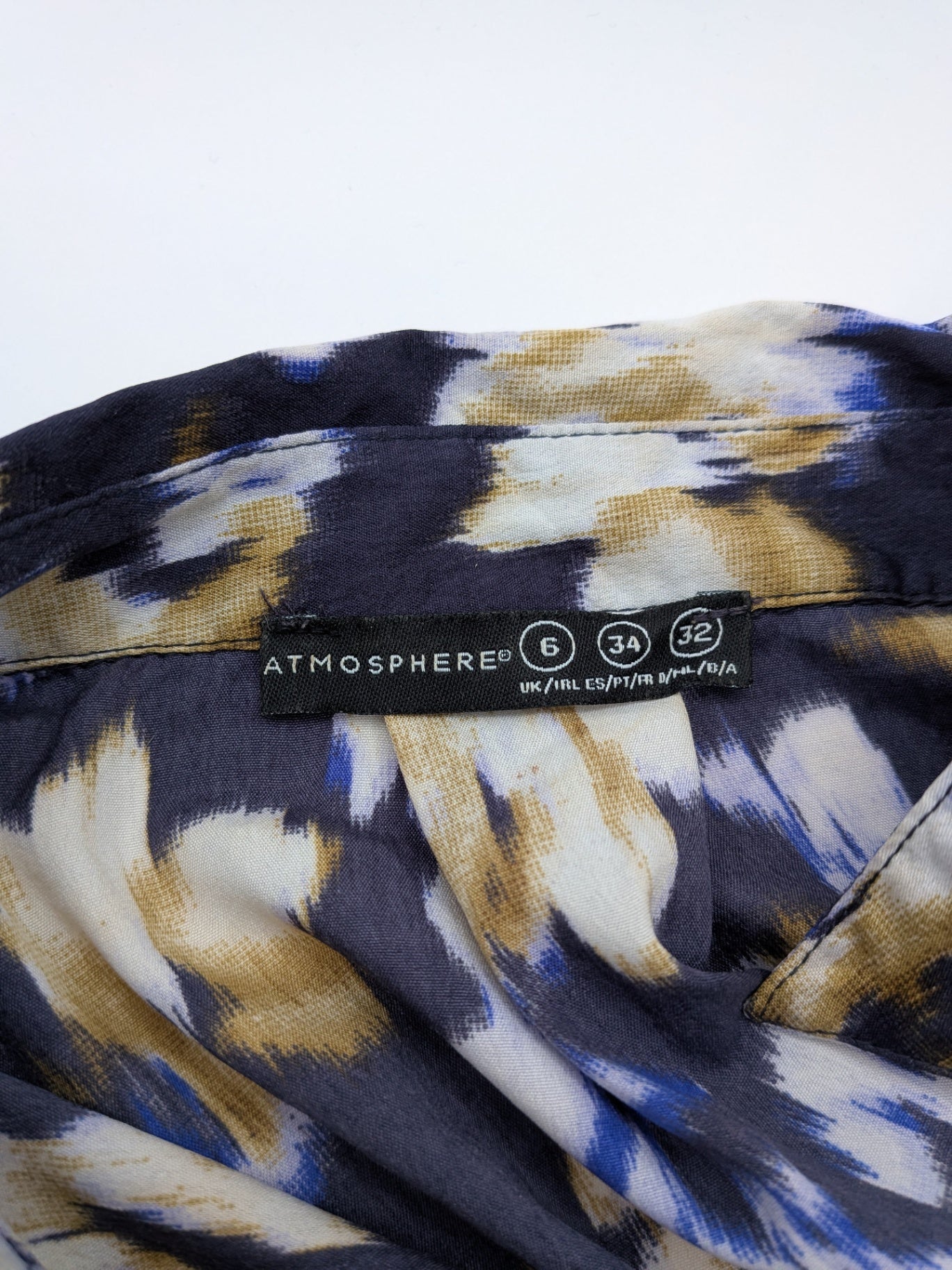Atmosphere Jumpsuit 32 Navy blue with white and khaki pattern