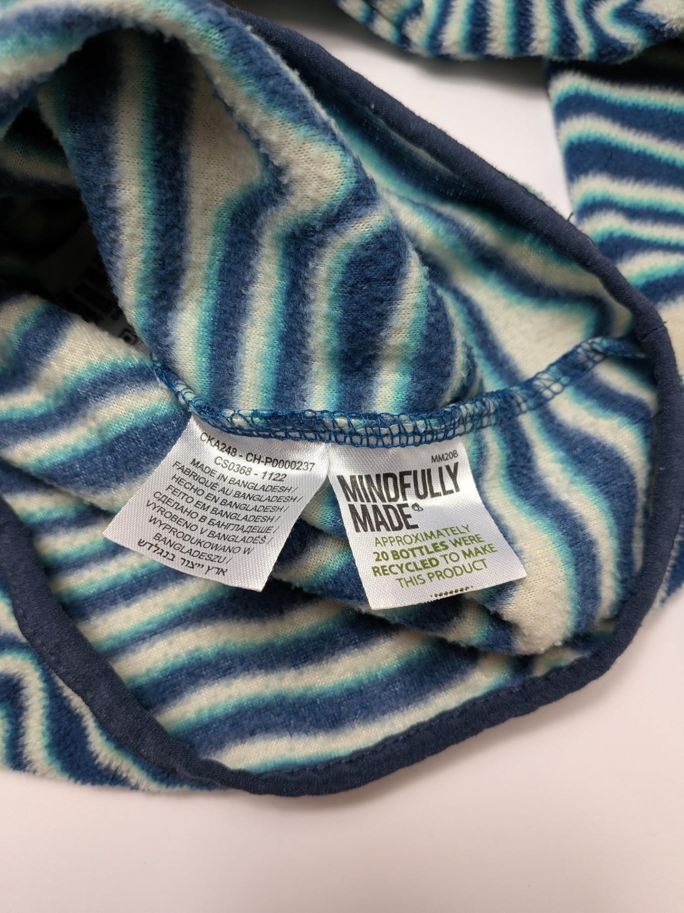 Craghoppers Fleece Jacket 128 Navy blue, white, and teal stripes
