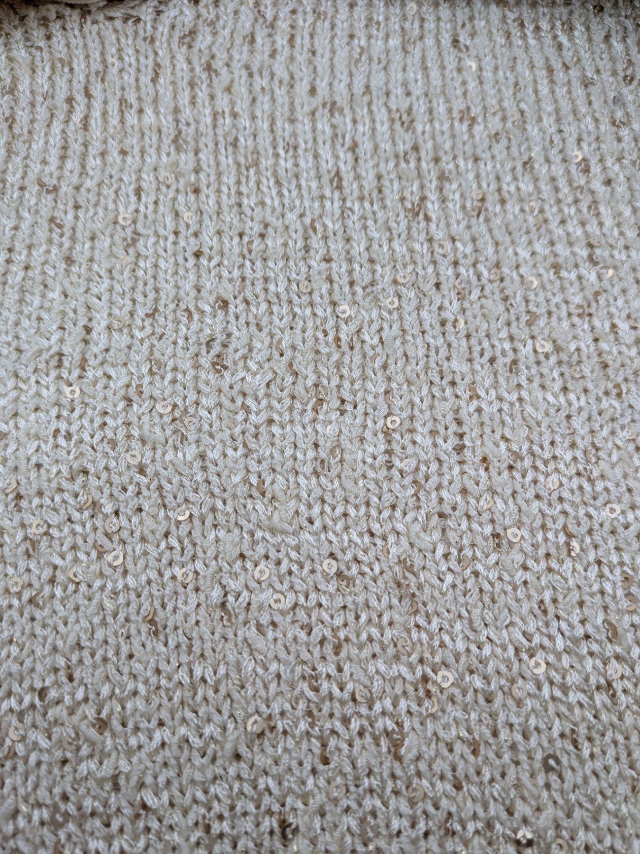 Zara Knit Sweater S Beige with gold sequins