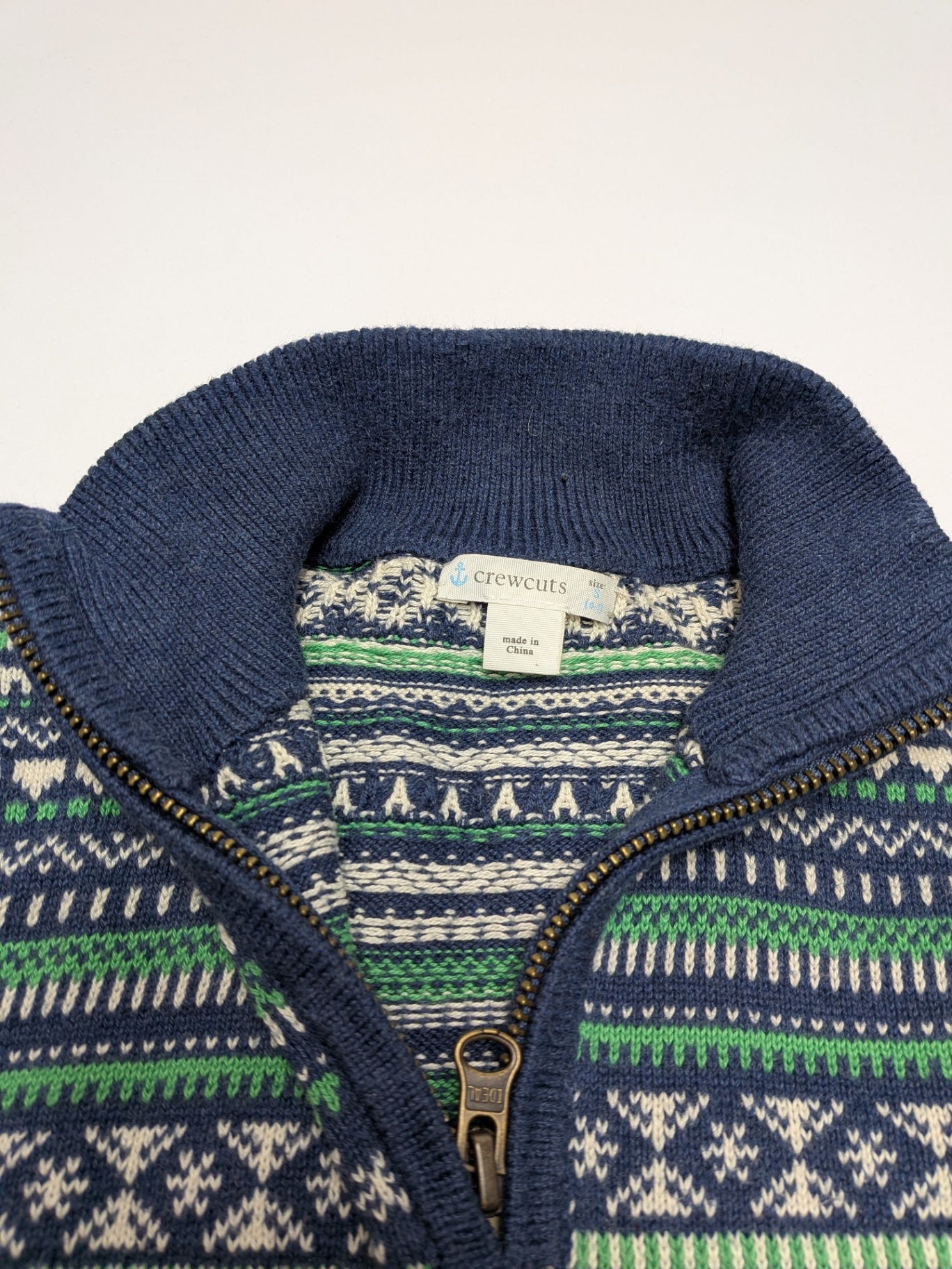 Crewcuts Sweater 6-7 Navy blue, green, white, black (multicolored pattern)
