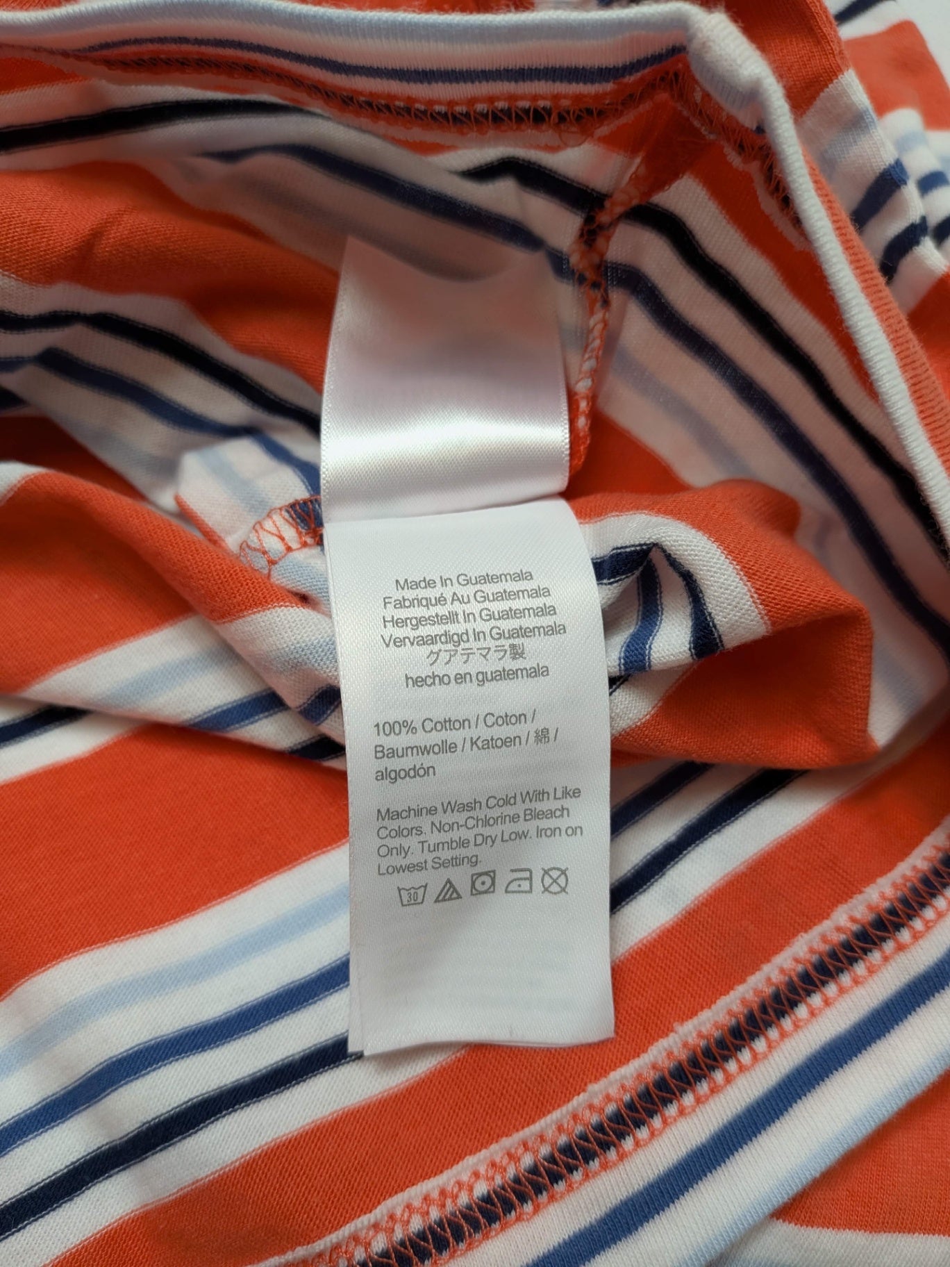 Crewcuts Shirt 6-7 Orange, White, Navy Blue