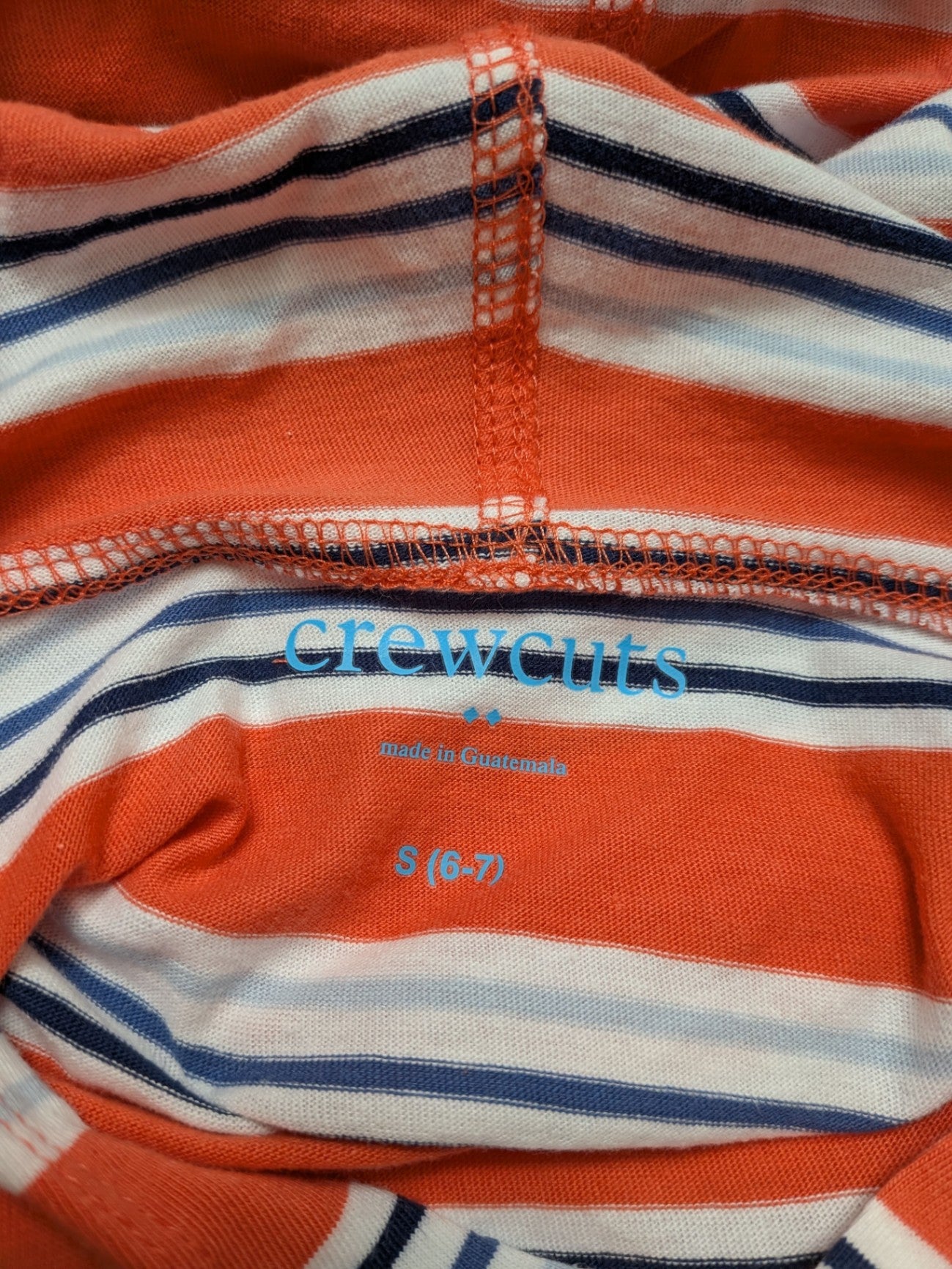 Crewcuts Shirt 6-7 Orange, White, Navy Blue
