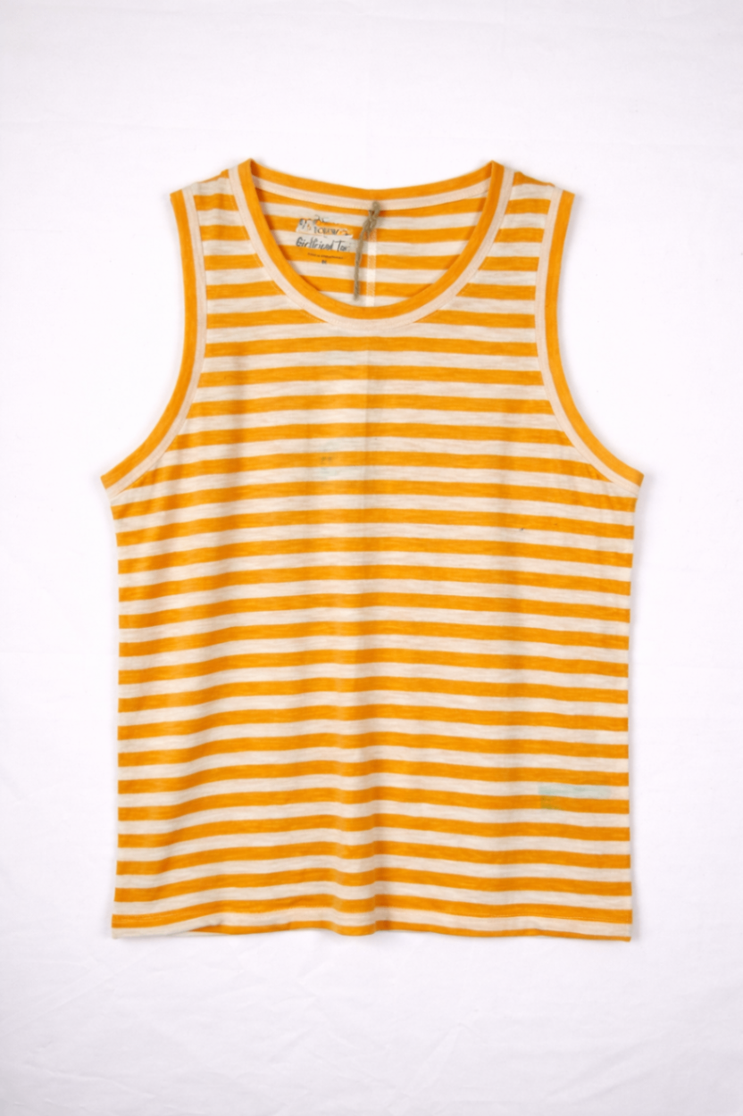 Girlhood Tee Tank Top M Orange and White