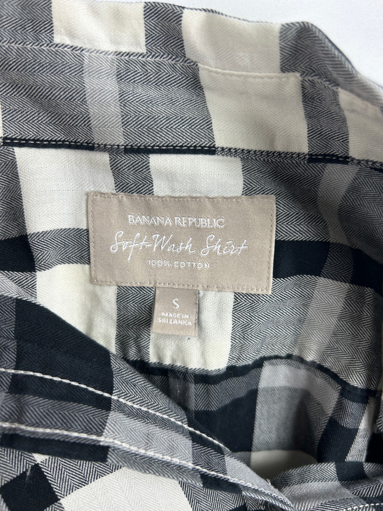 Banana Republic Shirt S Black, White, Gray