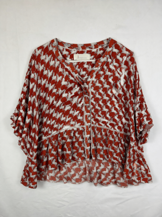 Anthropologie Blouse S Red and white
