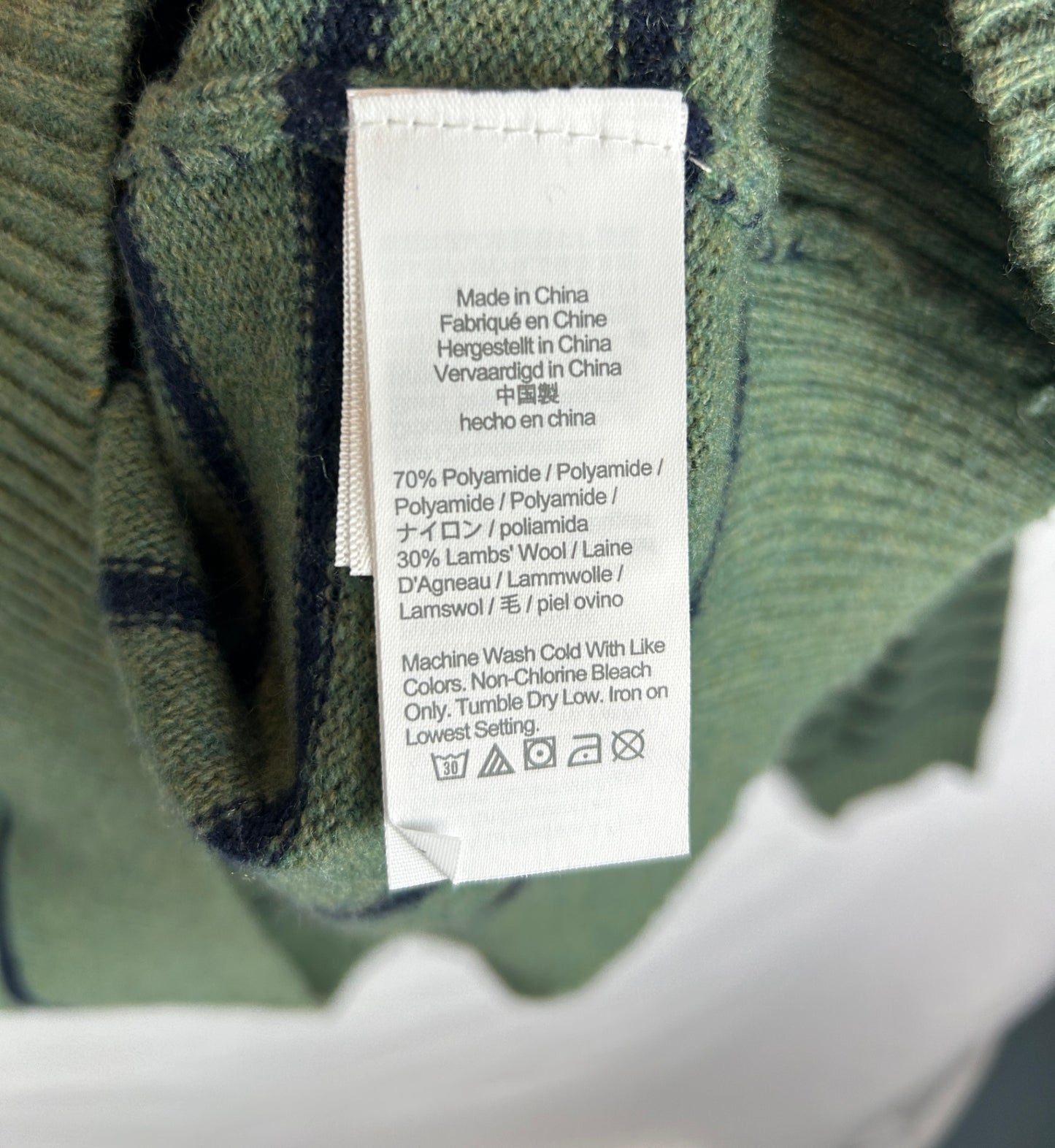 J. Crew Sweater L Green with navy blue stripes