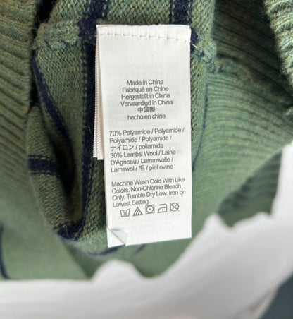 J. Crew Sweater L Green with navy blue stripes