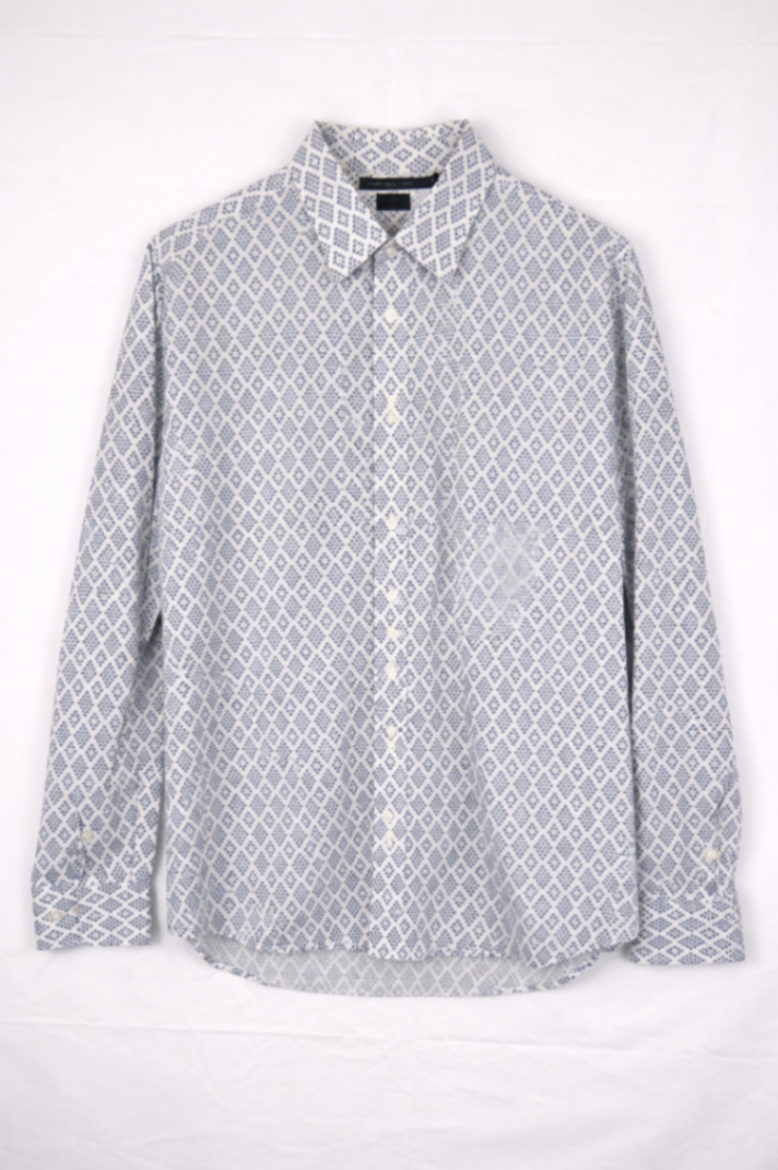 Perry Ellis Shirt L White and blue