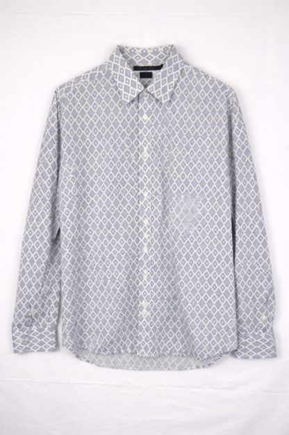 Perry Ellis Shirt L White and blue
