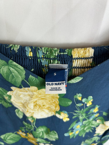 Old Navy Dress S Dark Blue with Floral Pattern