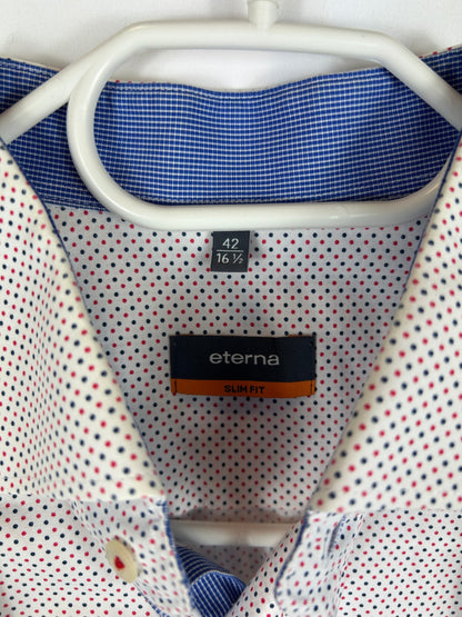 Eterna Shirt 42 White with black and red dots