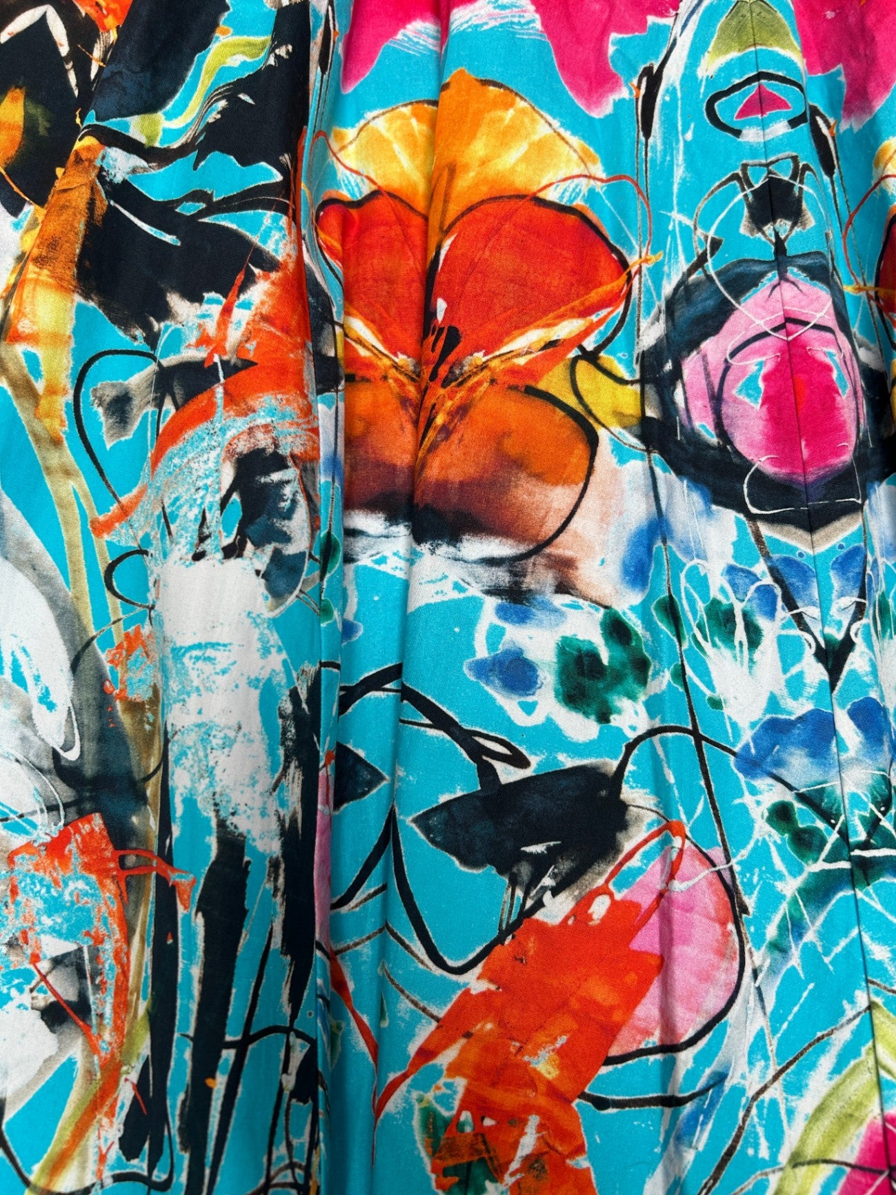 Adolfo Dominguez Dress 36 Blue with multicolored butterfly and abstract prints