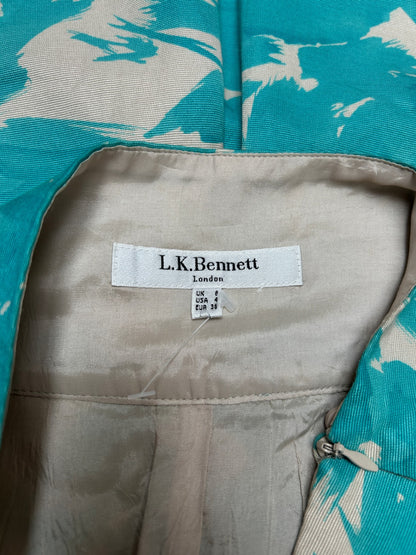L.K. Bennett Skirt 36 Turquoise and beige