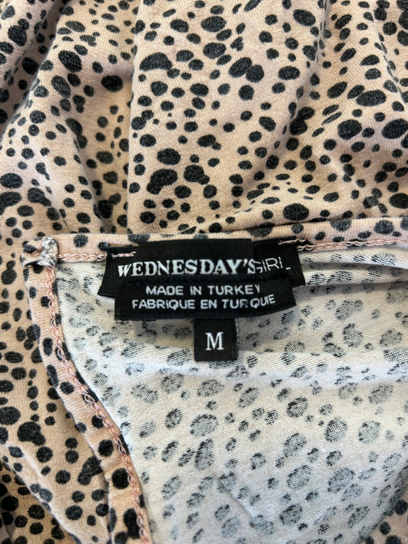 Wednesday's Girl Dress M Beige with black spots