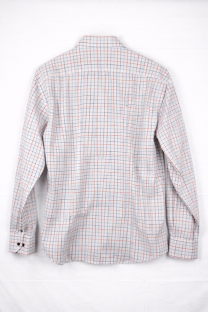 Tommy Hilfiger Shirt 42 16 1/2 White with red and blue checkered pattern