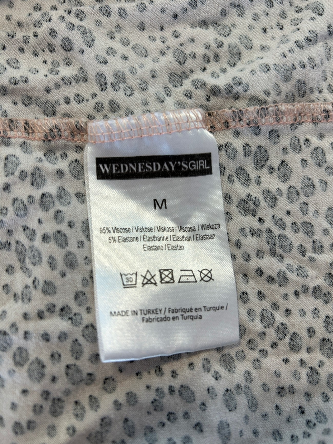 Wednesday's Girl Dress M Beige with black spots