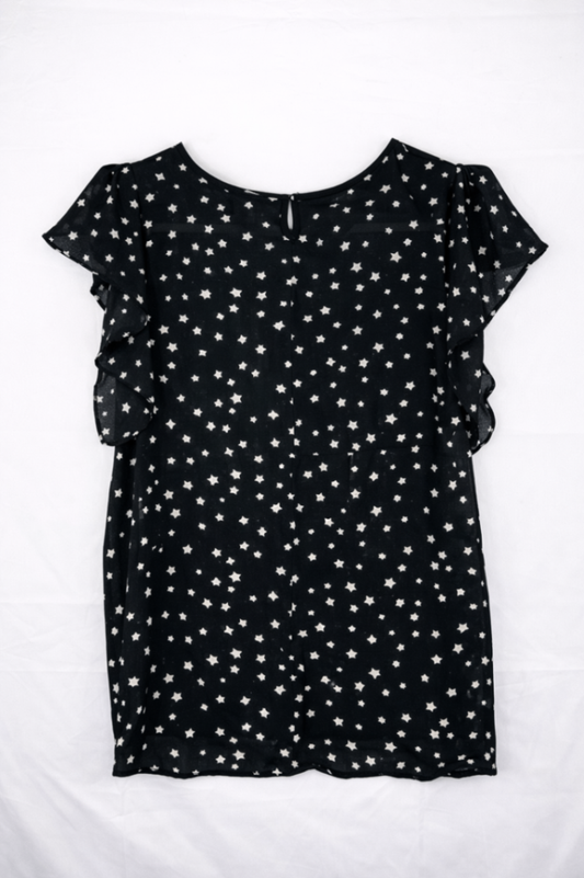 Desire Blouse M - approx Black with white stars