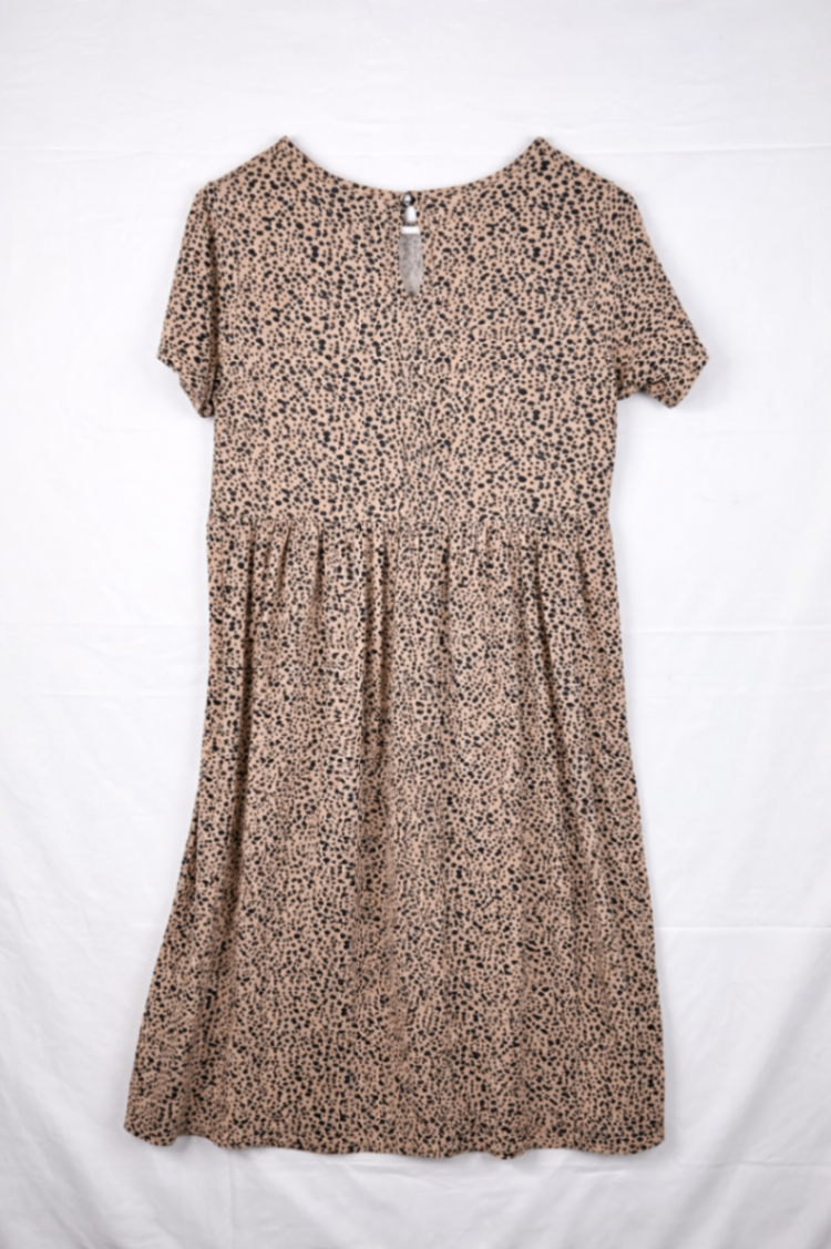 Wednesday's Girl Dress M Beige with black spots