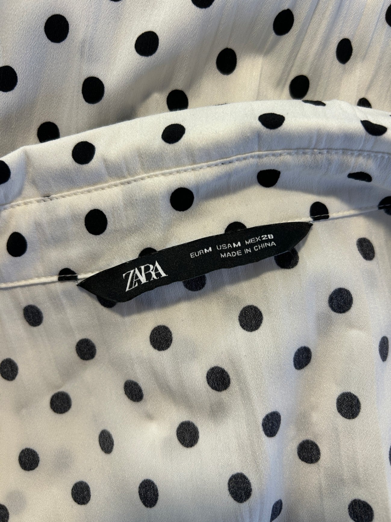 Zara Shirt M White with black polka dots