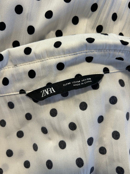 Zara Shirt M White with black polka dots