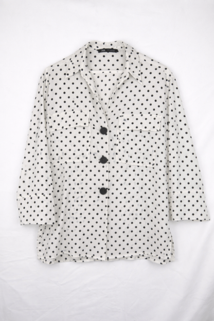 Zara Shirt M White with black polka dots