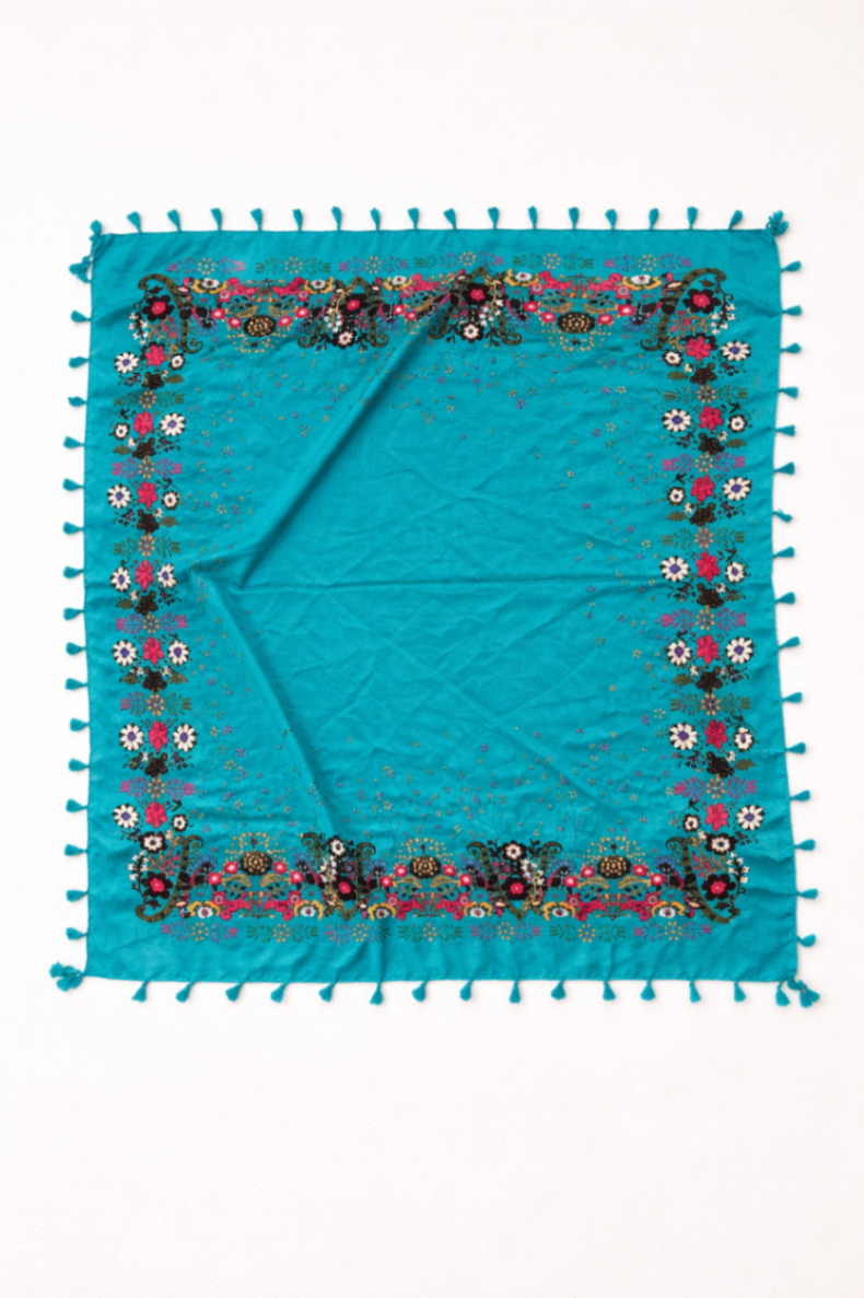 Patterned Scarf Turquoise