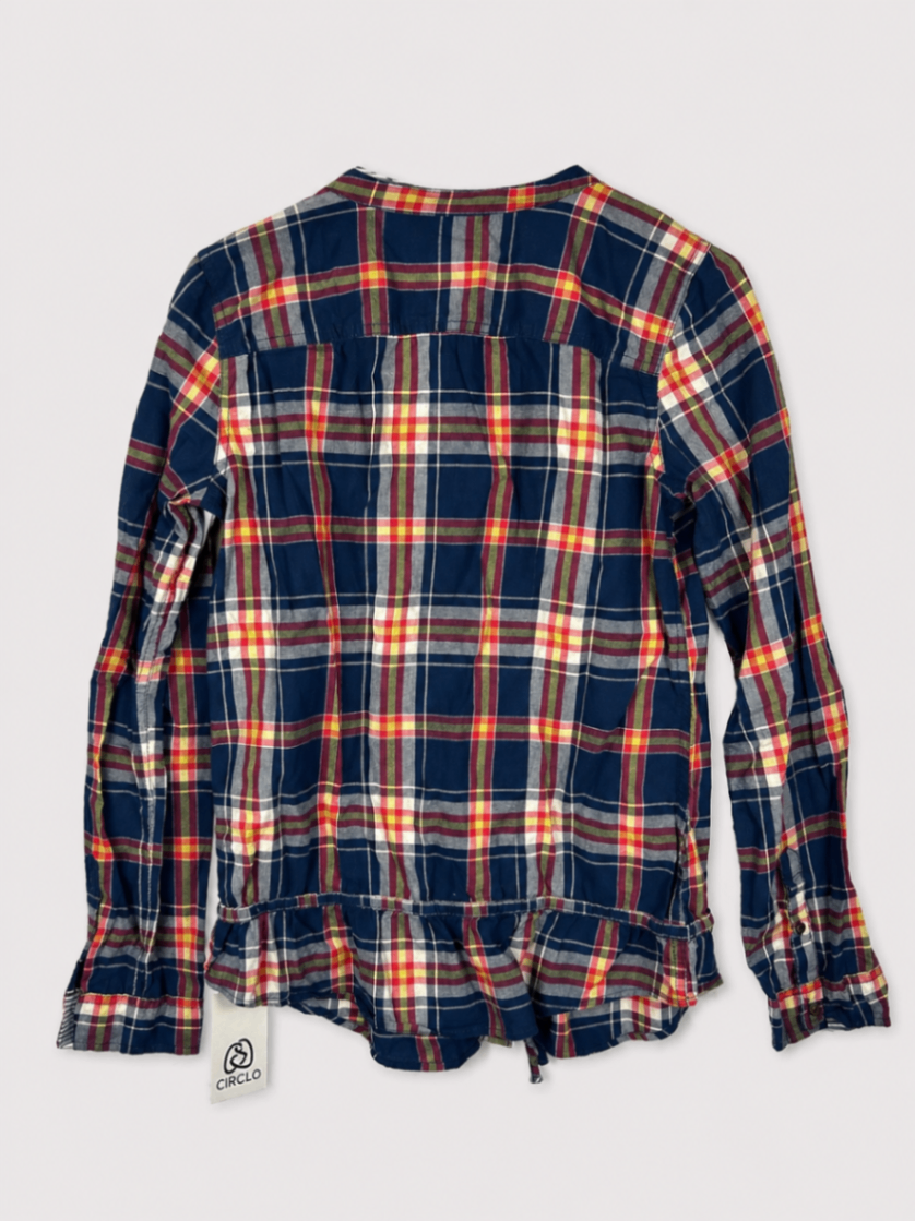 Hollister Shirt M Navy blue with red, yellow, and white plaid pattern