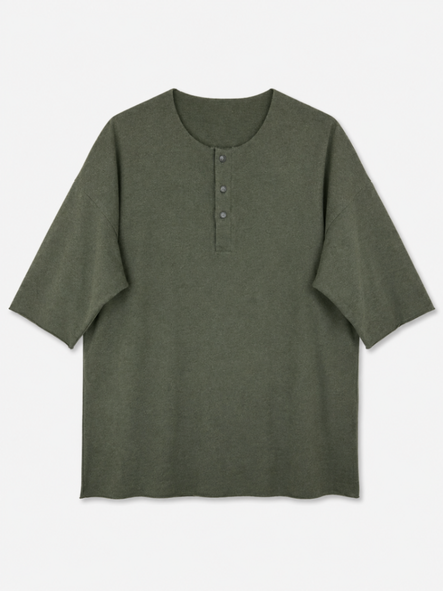 PRJCT AMS - Henley Shirt - Green - size: M