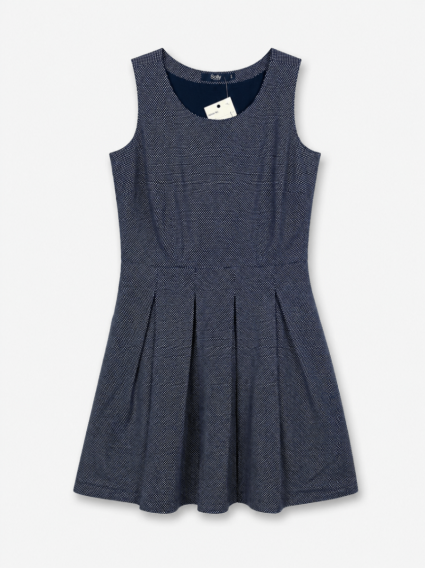 Allen Solly Dress S Navy Blue with White Polka Dots