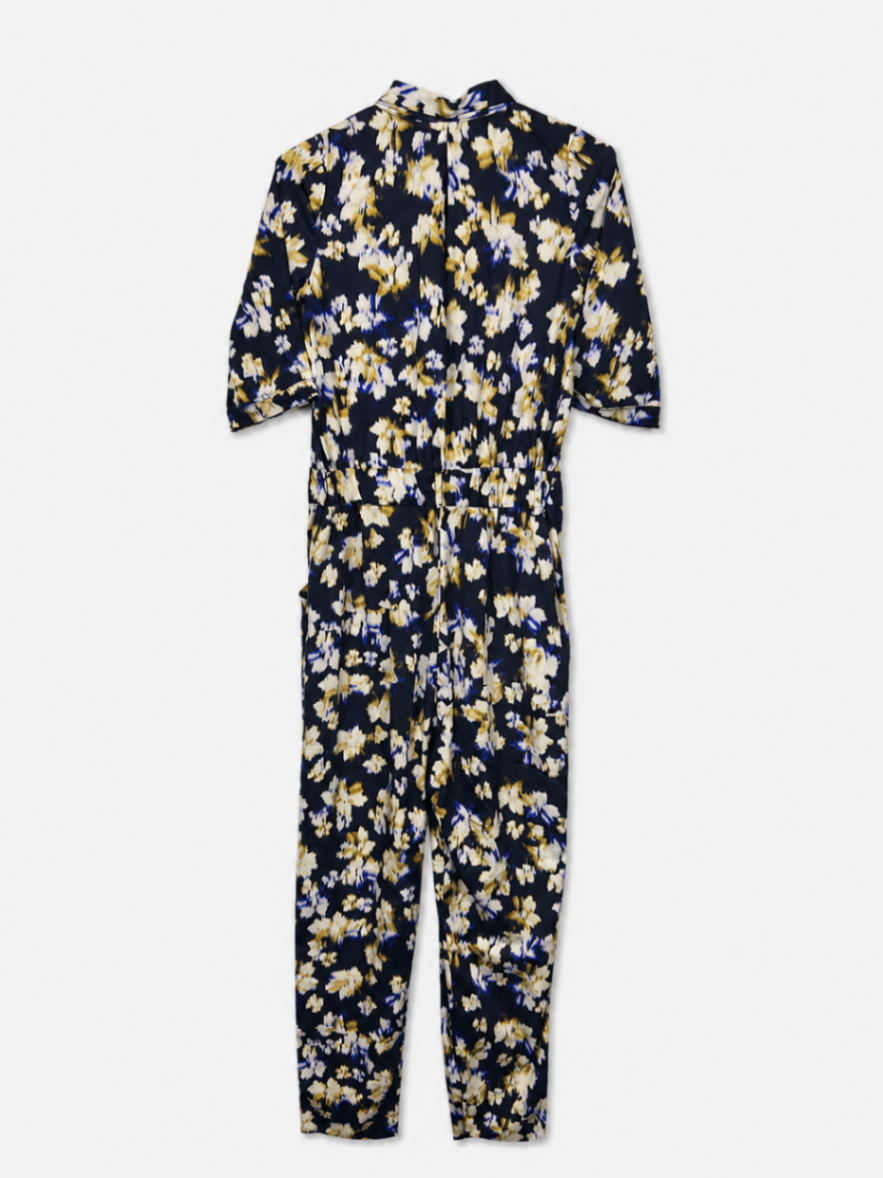 Atmosphere Jumpsuit 32 Navy blue with white and khaki pattern
