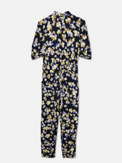 Atmosphere Jumpsuit 32 Navy blue with white and khaki pattern