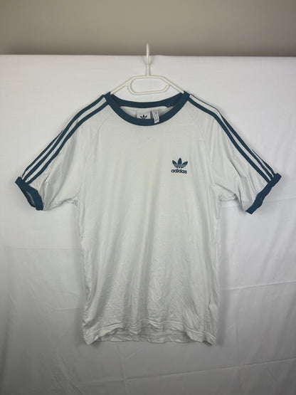 adidas T-Shirt M White with navy blue accents