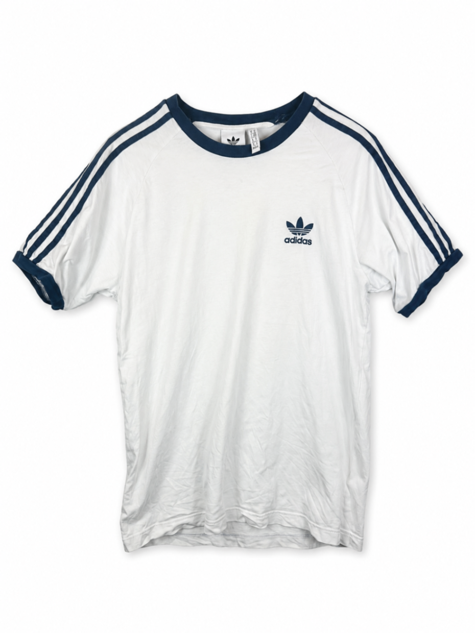 adidas T-Shirt M White with navy blue accents