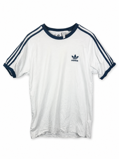 adidas T-Shirt M White with navy blue accents